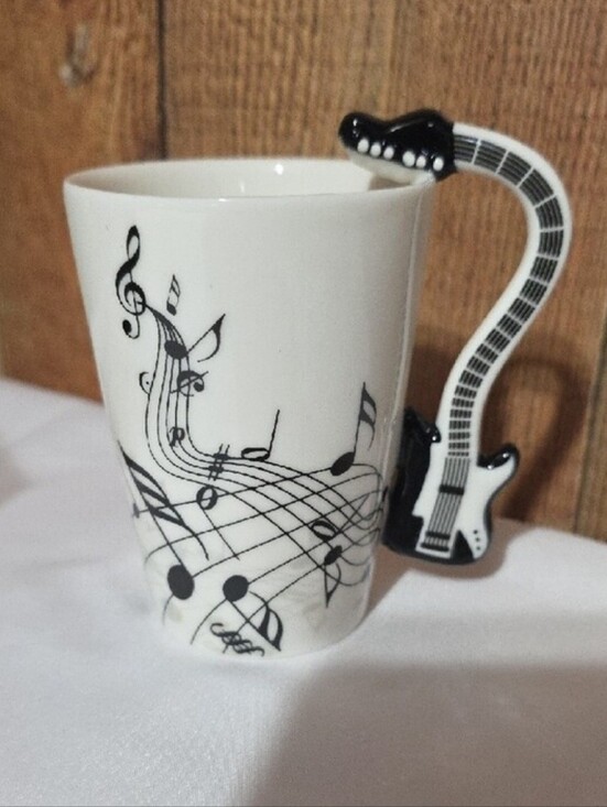 Other - Music Note Ceramic Mug with Guitar Handle